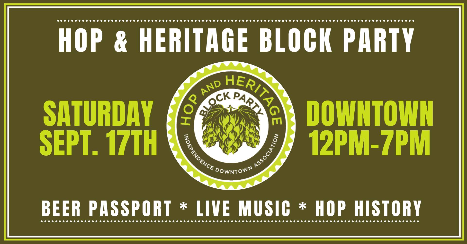 A banner promoting the hop festival